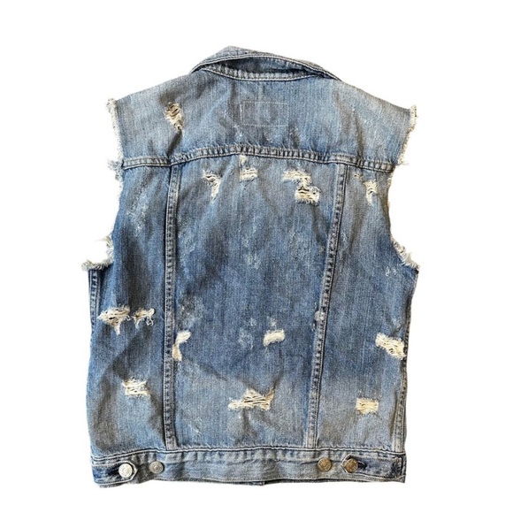 Rag & Bone Tattered Indigo Distressed Denim Jean Vest Size Small - Picture 4 of 6